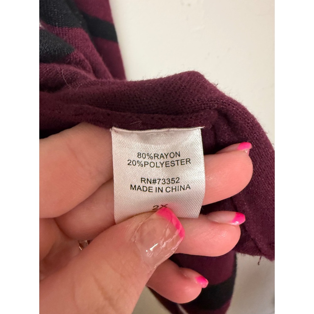 99 Jane Street Tunic Sweater Womens 2X Burgundy Excellent Handkerchief Hem - Picture 3 of 7